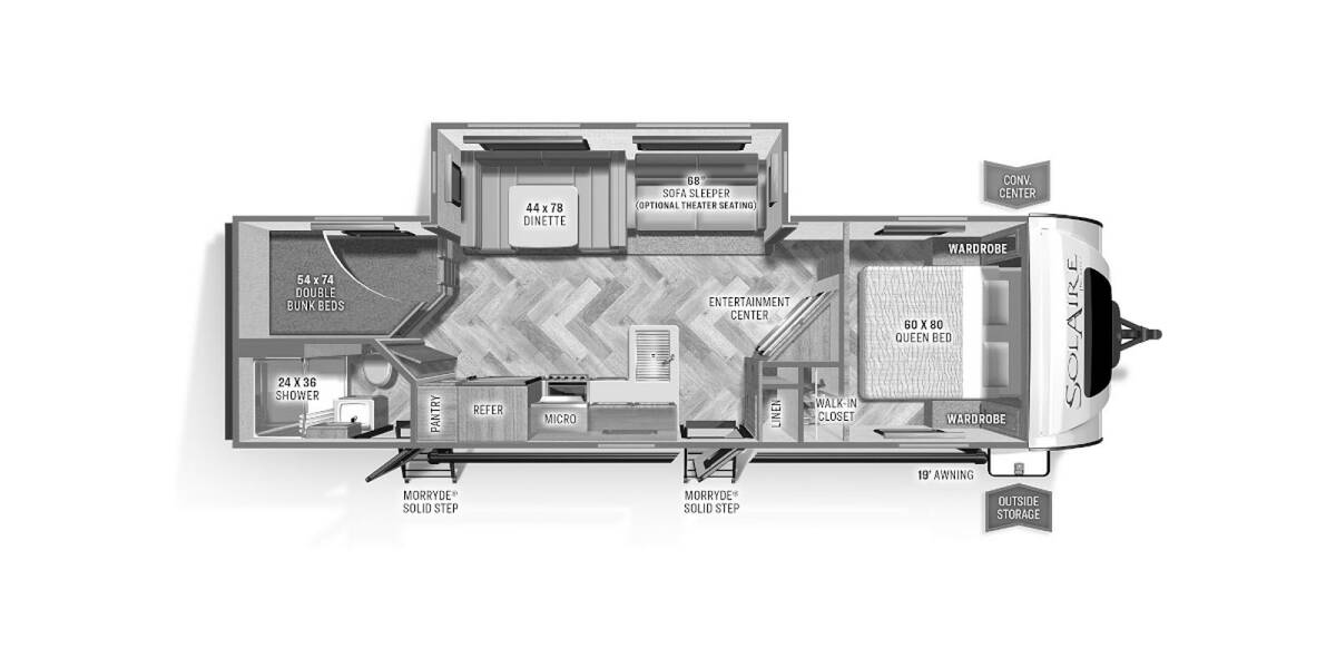 2022 Palomino SolAire Ultra Lite 294DBHS Travel Trailer at Lake Country RV STOCK# NN058169 Floor plan Layout Photo