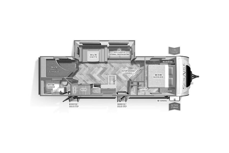 2022 Palomino SolAire Ultra Lite 294DBHS Travel Trailer at Lake Country RV STOCK# NN058169 Floor plan Layout Photo