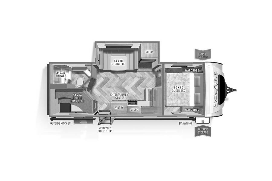 2022 Palomino SolAire Ultra Lite 243BHS Travel Trailer at Lake Country RV STOCK# NN058159 Floor plan Layout Photo
