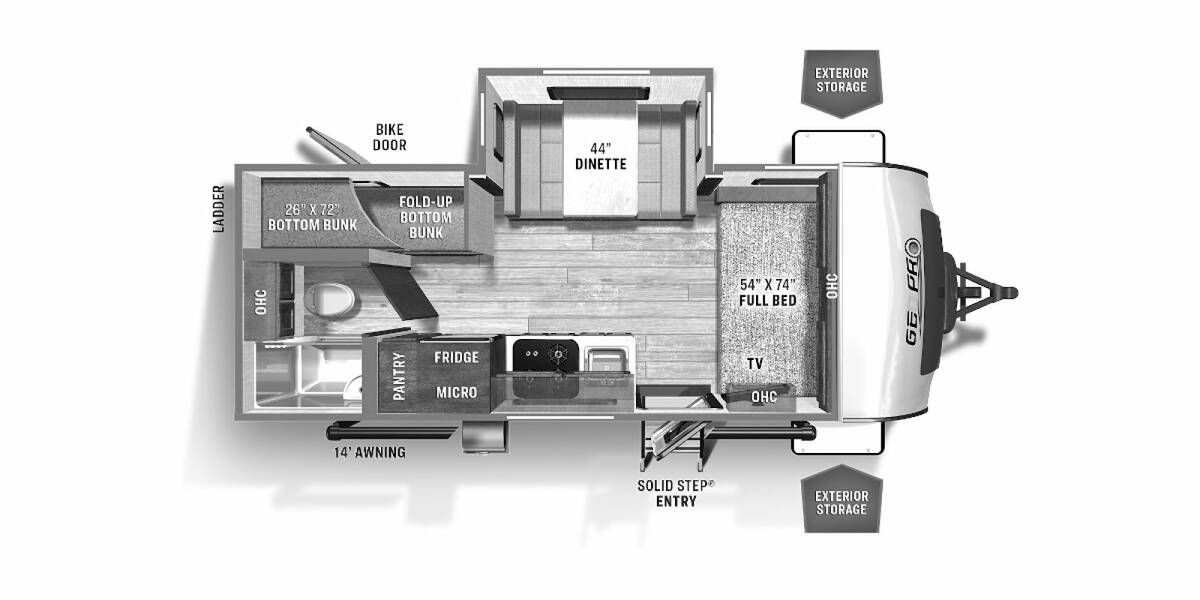 2021 Rockwood Geo Pro 20BHS Travel Trailer at Lake Country RV STOCK# M3013129 Floor plan Layout Photo