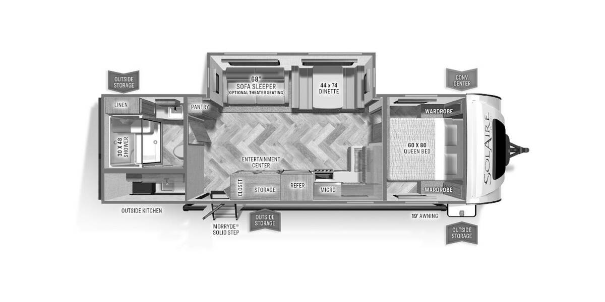 2023 Palomino SolAire Ultra Lite 258RBSS Travel Trailer at Lake Country RV STOCK# PN059266 Floor plan Layout Photo