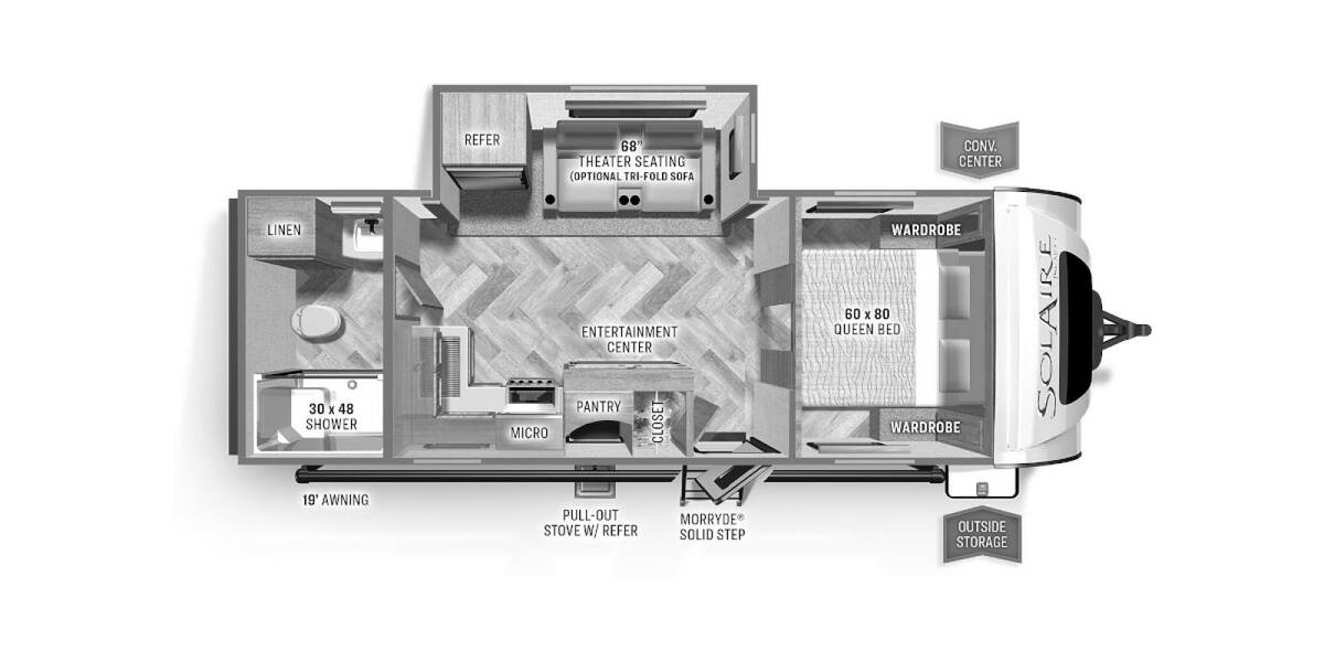 2022 Palomino SolAire Ultra Lite 242RBS Travel Trailer at Lake Country RV STOCK# NN058708 Floor plan Layout Photo