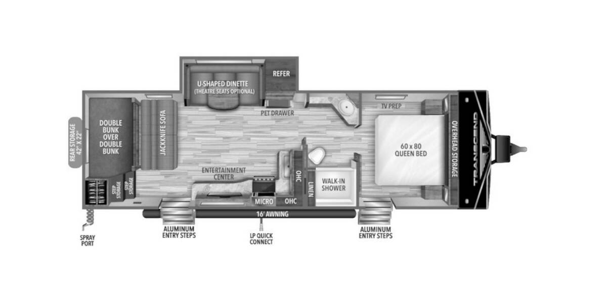 2021 Grand Design Transcend Xplor 265BH Travel Trailer at Lake Country RV STOCK# MDD00339 Floor plan Layout Photo